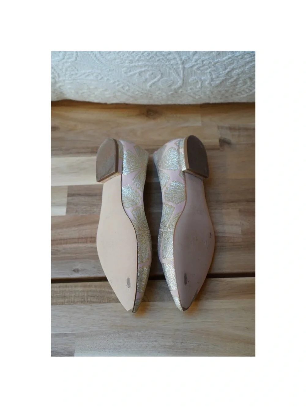 LK Bennett Pink and Gold Embellished Pointed Toe Flats